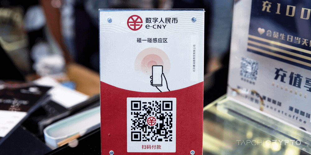 Một điểm thanh toán bằng CBDC e-CNY tại Trung Quốc.