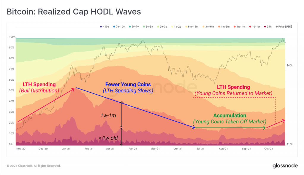Biểu đồ các sóng HODL Cap Realized. Ảnh: Glassnode