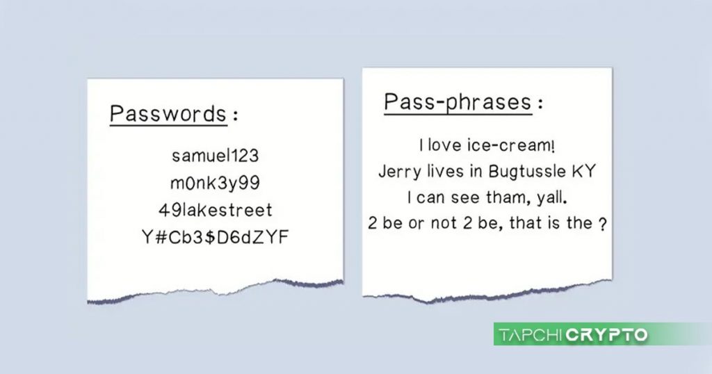 Sự khác nhau giữa password và pasphrese